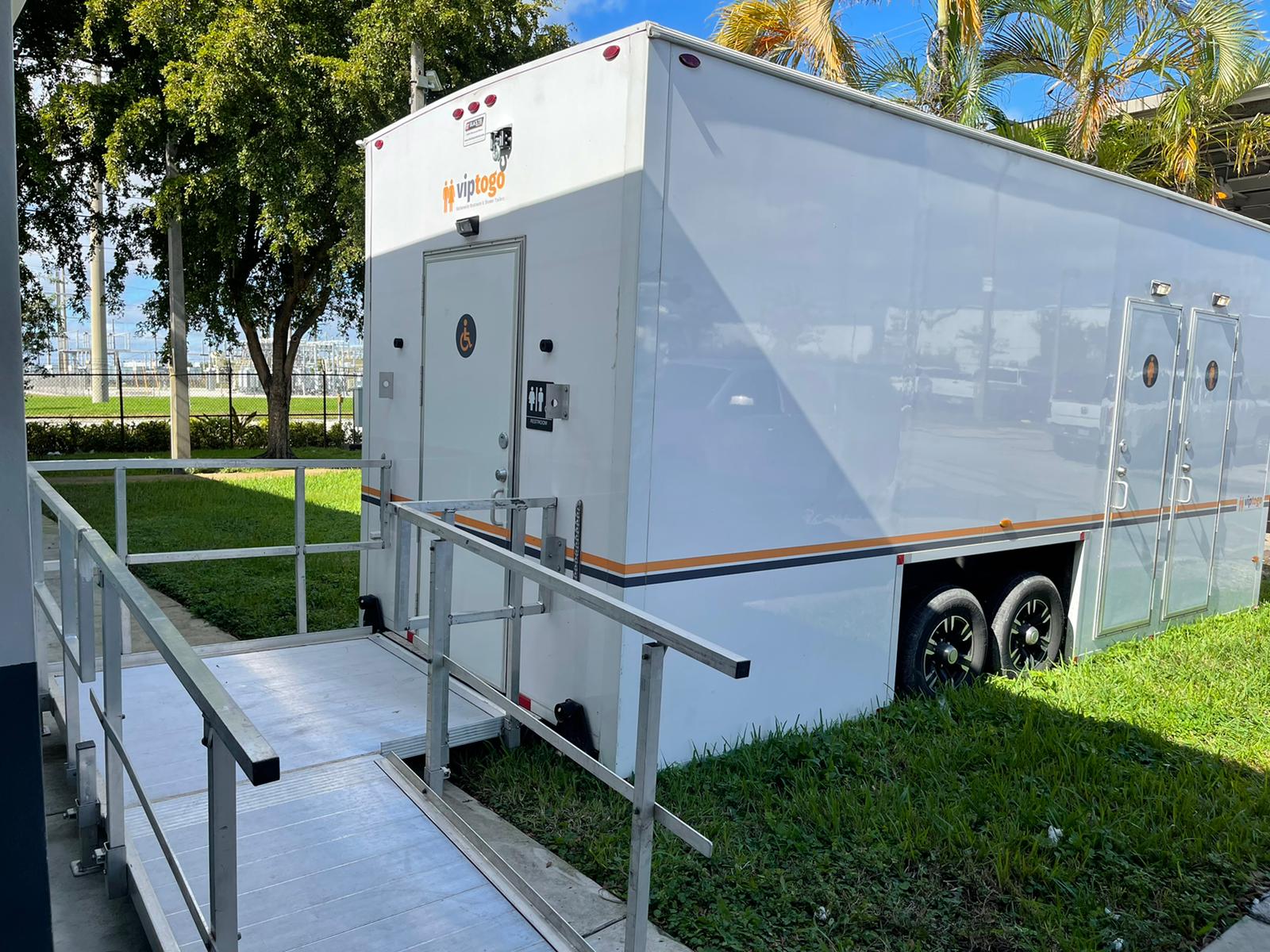 ADA-compliant luxury restroom trailer in Bronx, NY event