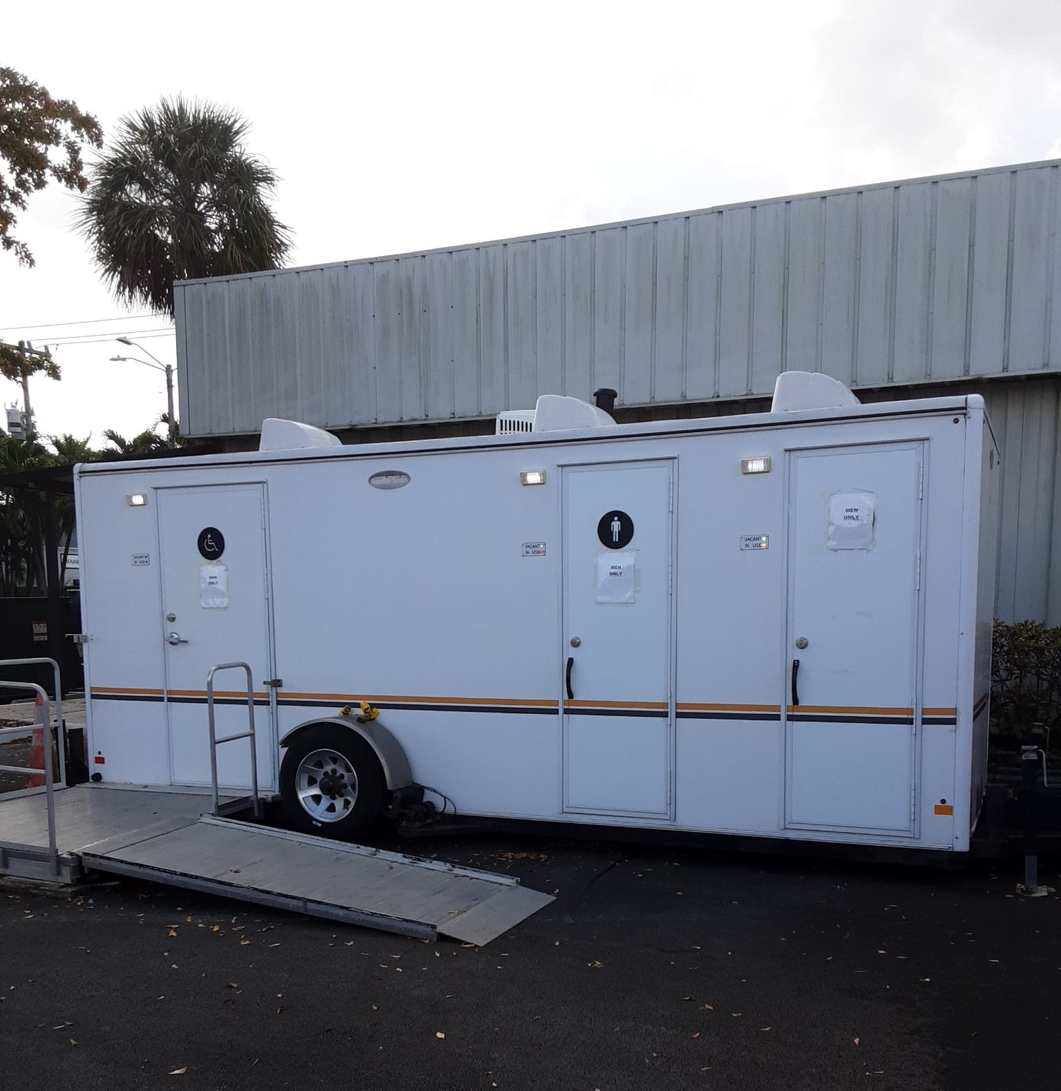 ADA-compliant restroom trailer for Cedar Rapids and Iowa City event