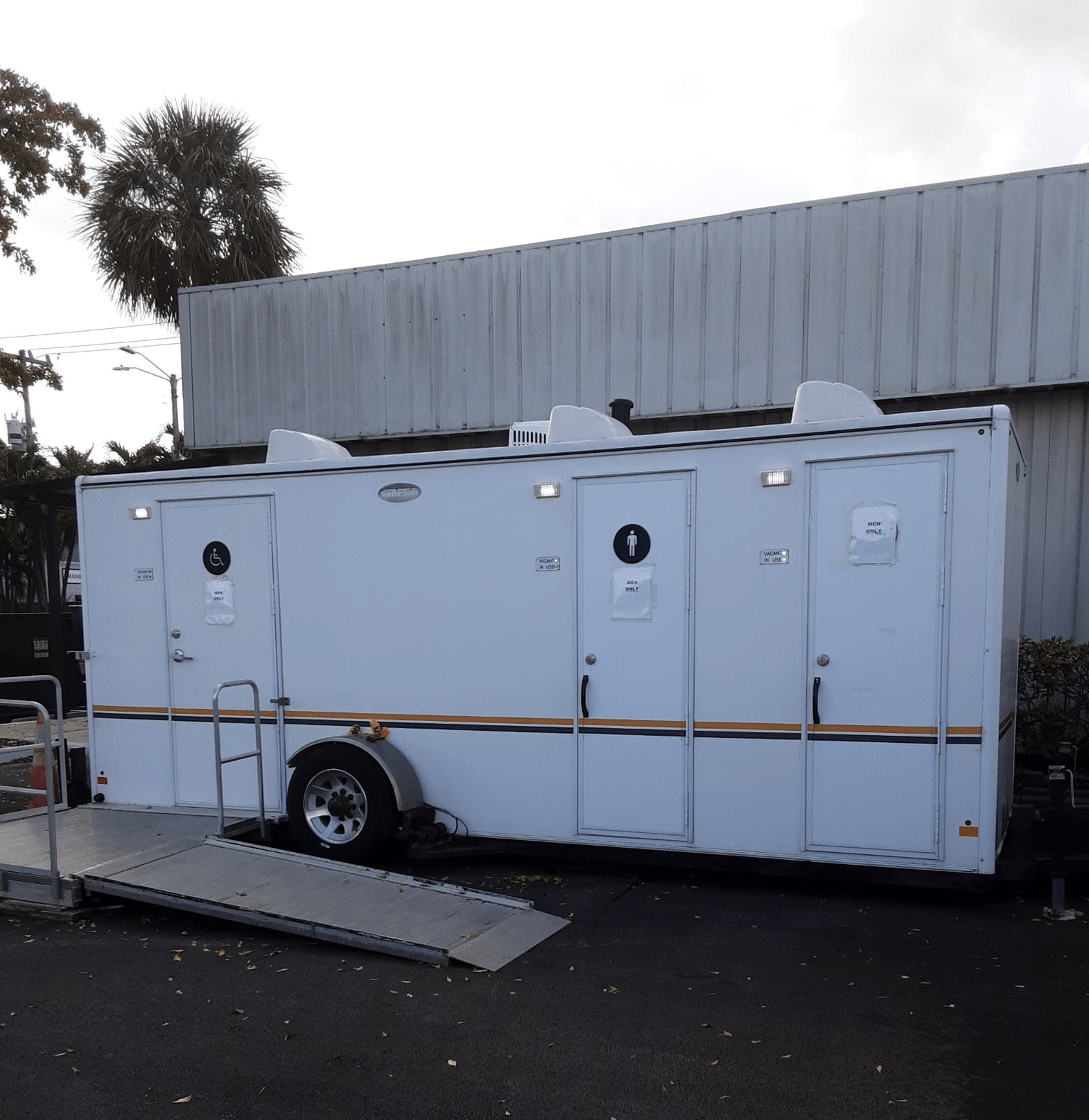 ADA-compliant restroom trailer for Fort Wayne, IN long term event