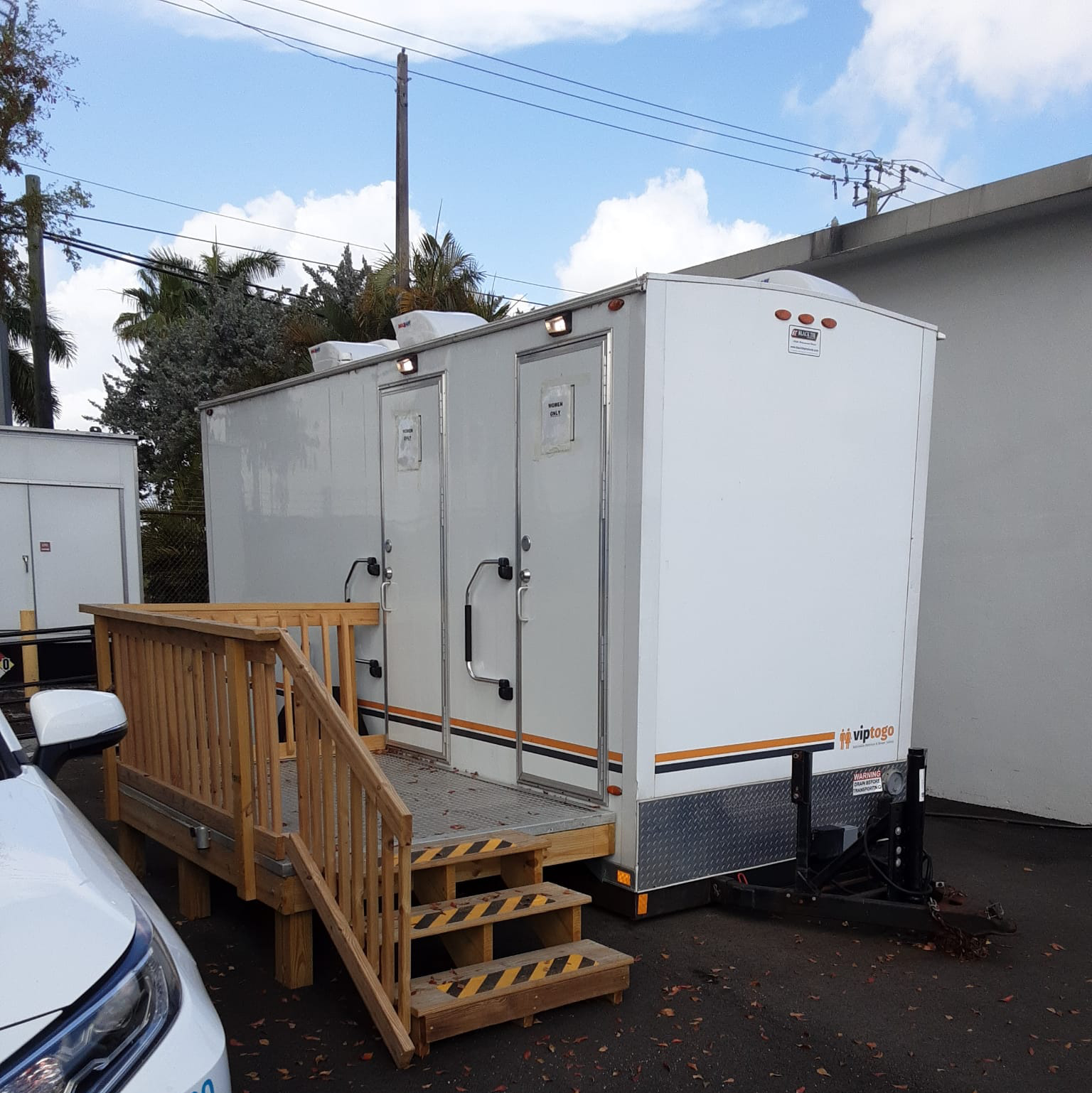 Inside a VIP To Go luxury restroom trailer at a Norwich-New London, CT event