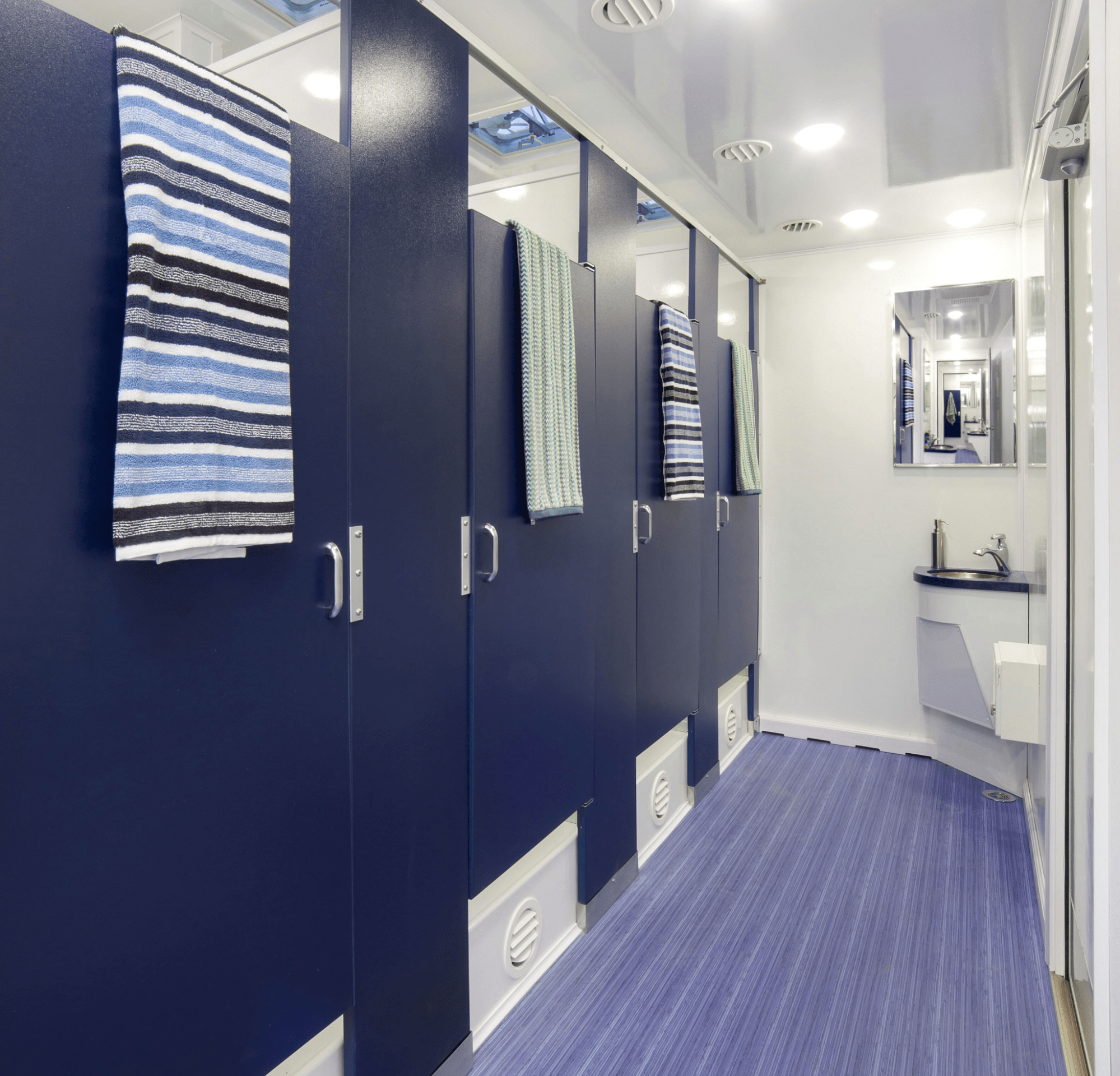 Inside a luxury restroom trailer at Bowling Green, Kentucky event