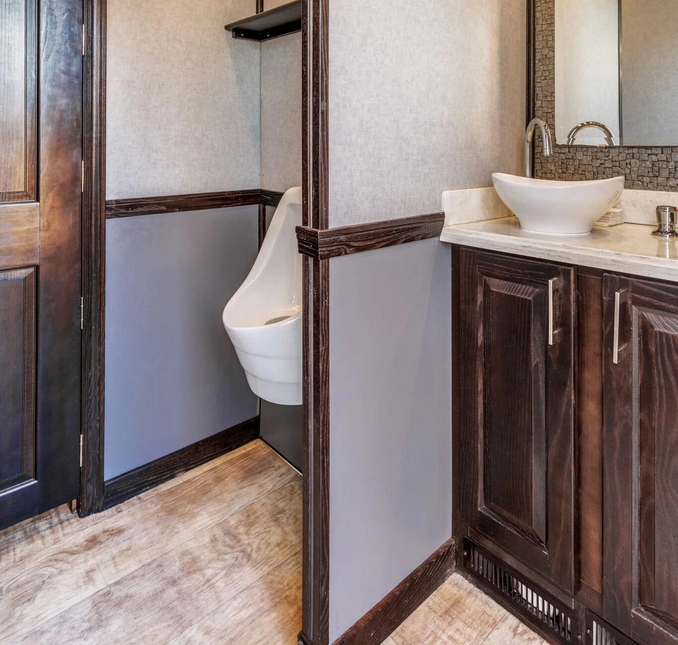 Inside a luxury restroom trailer at Shreveport-Bossier City, Louisiana event