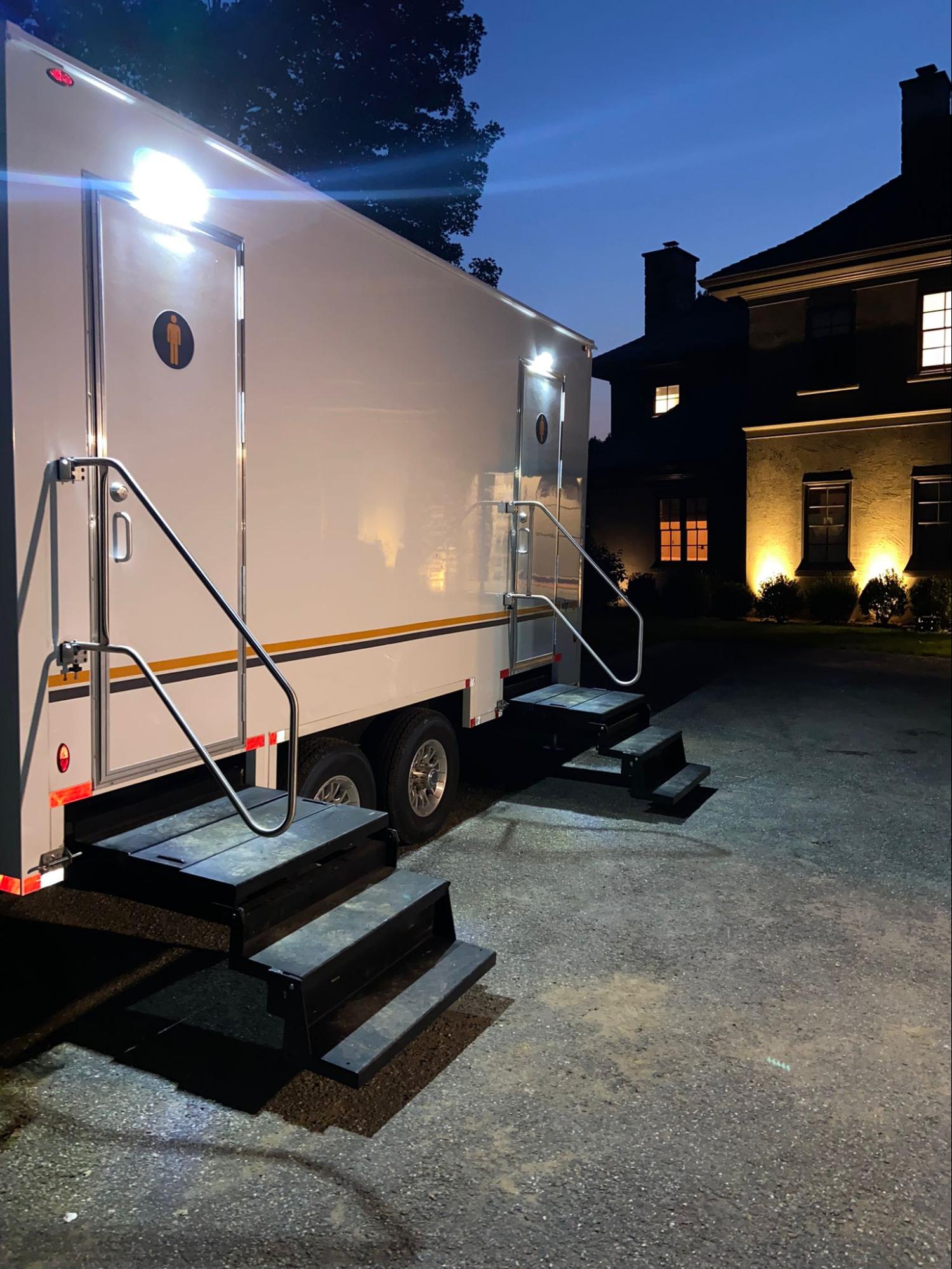 Luxury 2-station restroom trailer in Wyoming private event