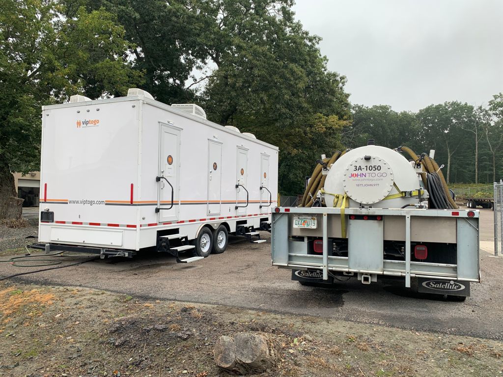 Luxury portable restroom trailer at a Missouri, MD event