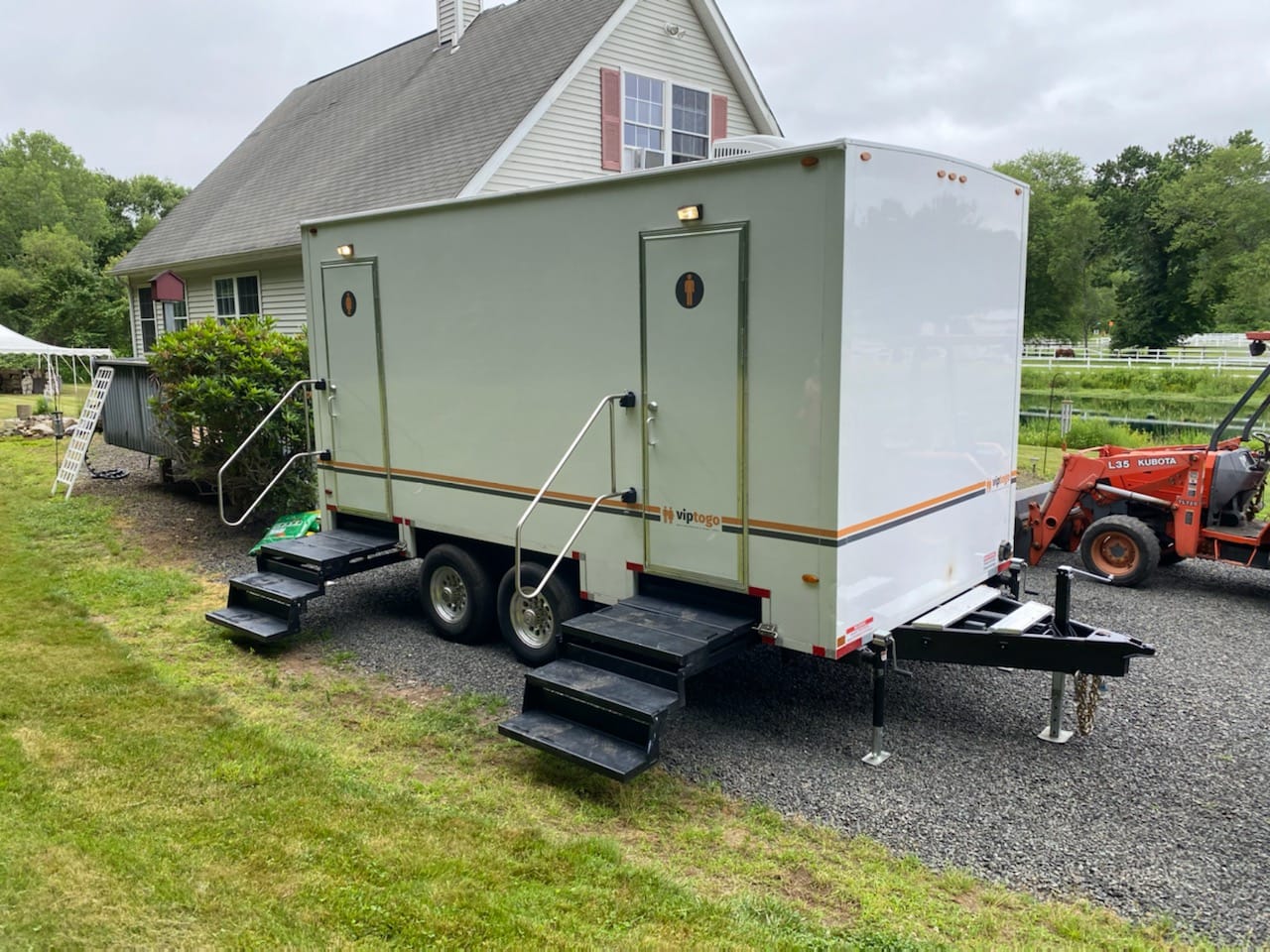 Luxury restroom trailer at an outdoor event in Kentucky