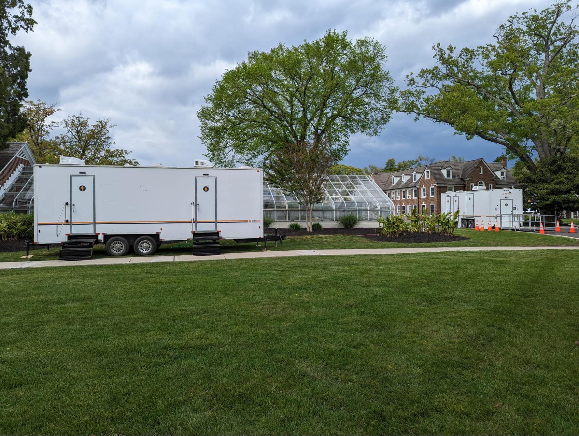 Restroom trailer at sporting event, Bangor, ME