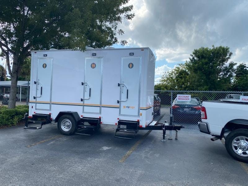 Upscale portable restroom trailers for Louisville, Kentucky events