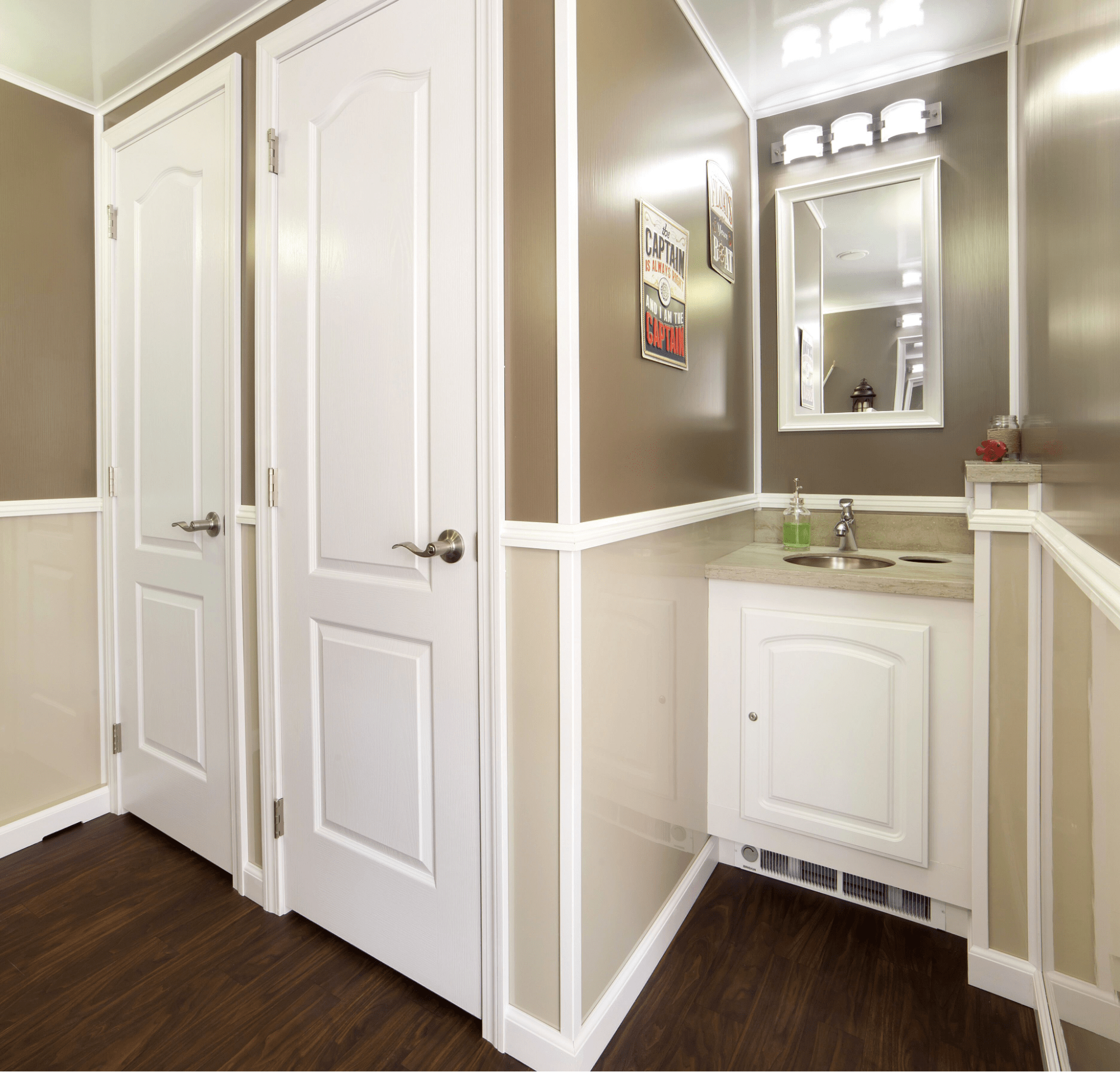 interior view of Suffern luxury restroom trailer