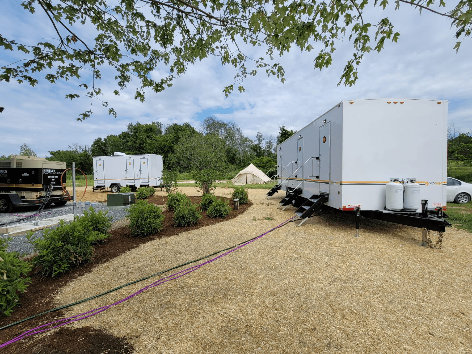 A beautiful restroom trailer for wedding from VIP To Go